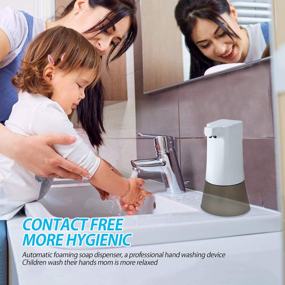 Fayelong Dispenser di Sapone per Mani Senza Schiuma con Sensore Automatico di Erogatore di Sapone Senza Set per Lavello del Bagno della Cucina (Tipo: Carica USB)