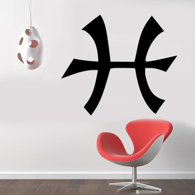 Pisces Horoscope Symbol Removable Wall Sticker Art Home Office Room Mural Decor Vehicle Car Truck Window Bumper Graphic Decal- (6 inch) / (15 cm) Wide MATTE BLACK Color