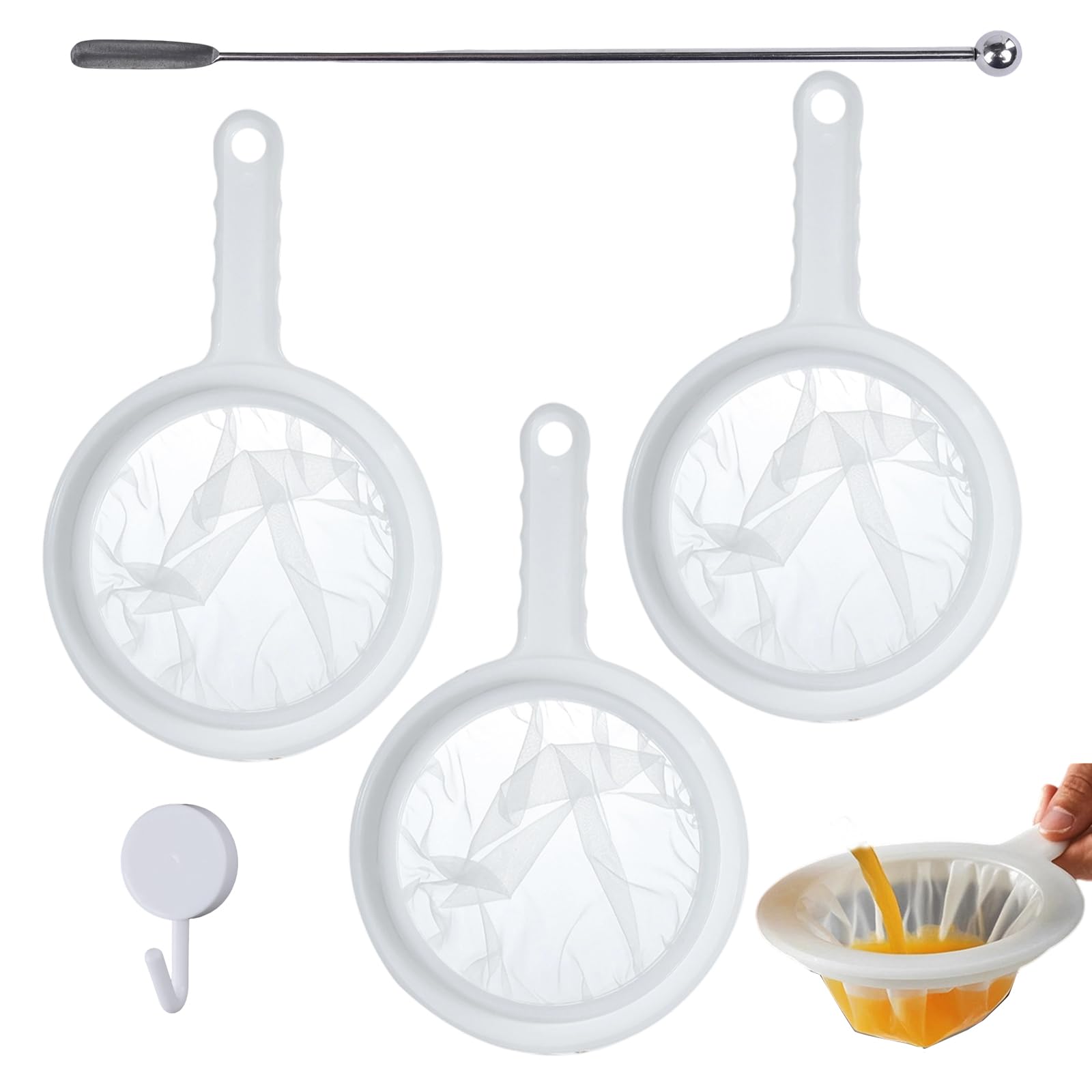 6 Filtre à Tamis Fin, Passoire Fine En Nylon Ultra-fine