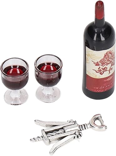 Juego de casa de muñecas y decoración de juguete de vino en miniatura, casa de muñecas, abrebotellas, exquisita botella de vino adecuada para