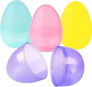 ArtCreativity 8" Jumbo Plastic Easter Eggs, Set of 4 – Large Fillable Eggs in Assorted Translucent Colors, Perfect for Easter Basket Stuffers, Egg Hunts, Treats, and Surprises for Kids.