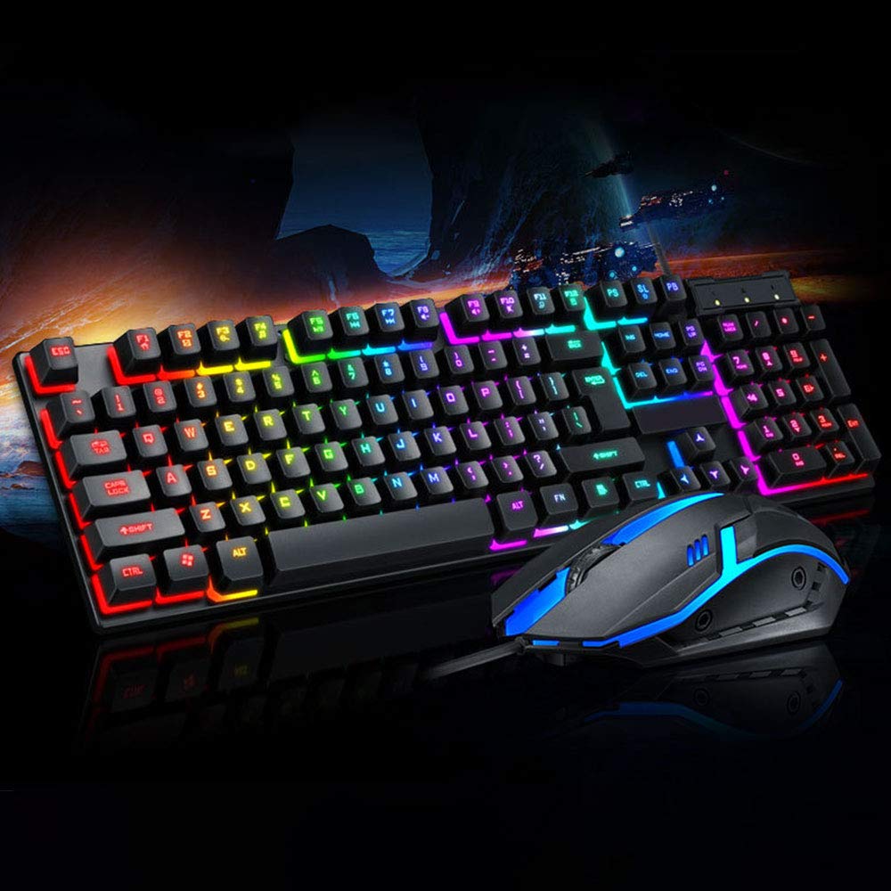 Amazon | キーボード マウス セット 有線 TF200 LED キャラクター 防撥