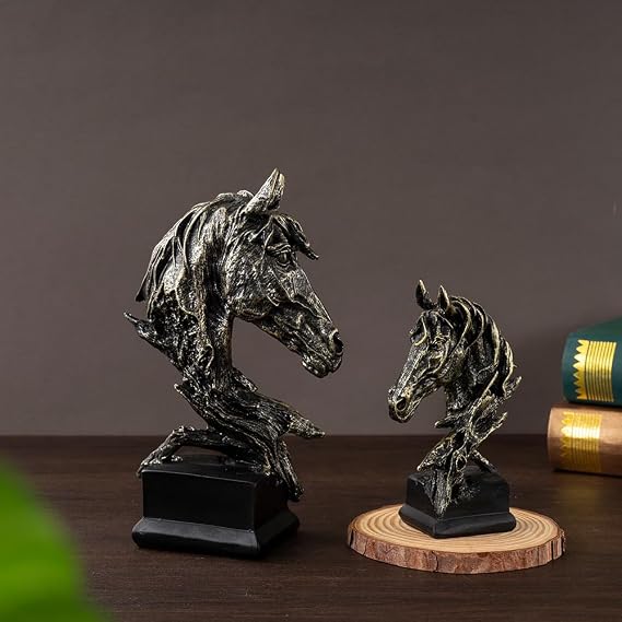 Creative Art Retro Small Horse Head Ornament,Resin Statue Ornaments,Abstract Style Sculptures,Living Room Dining Desk Decorations,Bookshelf Decorative Objects,Office Decor(5.1/Black)