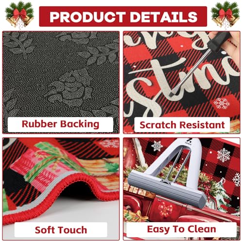 Tapis de cuisine de Noël antidérapant grand format écossais - 4