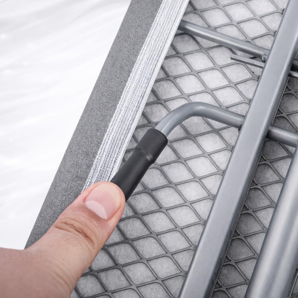 Tabla de Planchar Grande y Plegable con Altura Regulable Desde 70 a 90cm | 120x35cm | Estructura metálica | Soporte de Plancha Antideslizante | Funda rellena de algodón Resistente al Calor | Ligera