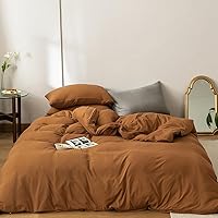 Vista 71 de CLOTHKNOW Juego de edredón de 3 piezas a cuadros color beige óxido, tamaño Full, juego de ropa de cama de cuadros edredón terracota con 2 fundas