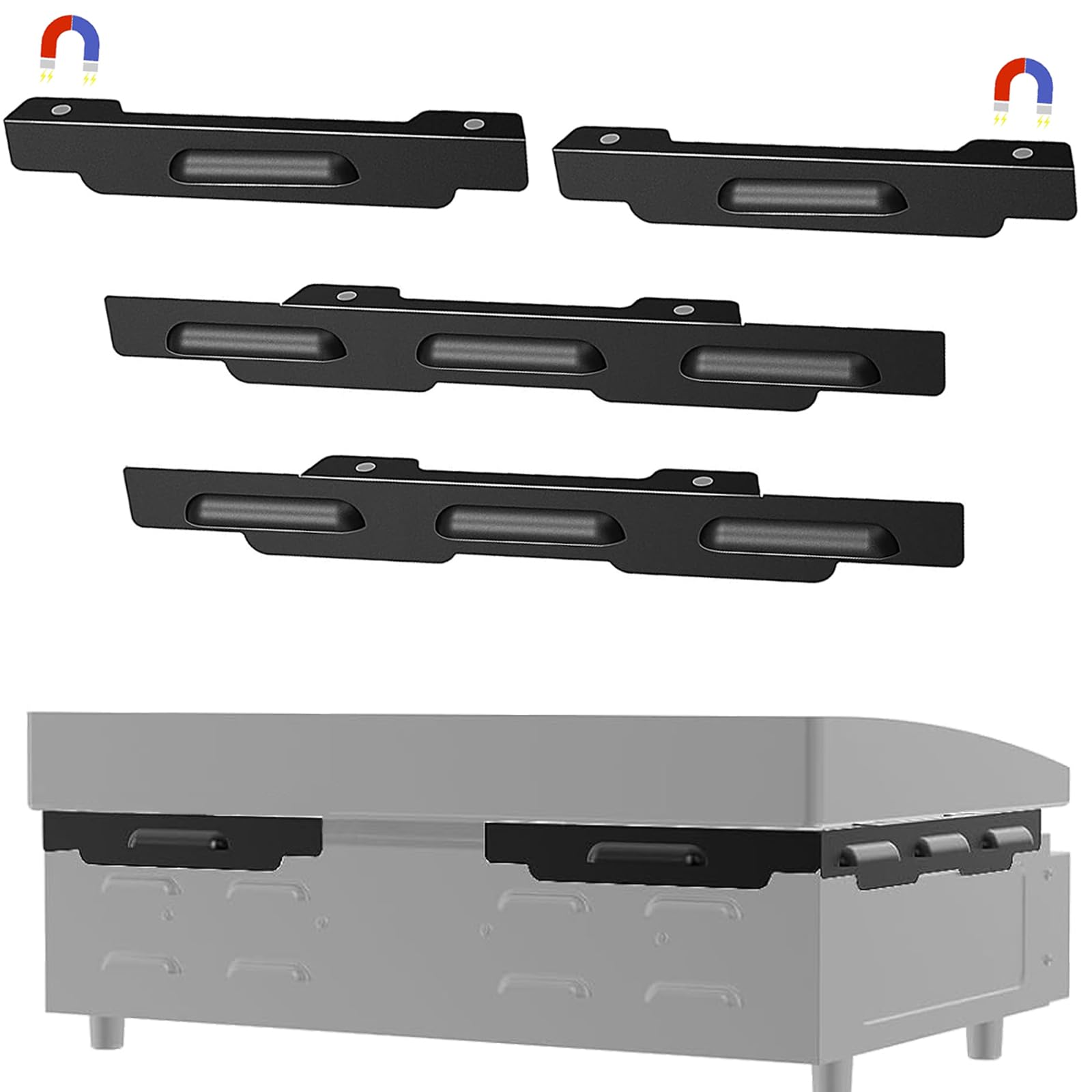 Magnetic Wind Guards for 22" Blackstone Griddle Accessories, 1666 Stainless Steel Wind Screens Protect Flame Hold Heat, Compatible with Griddle Rear Grease Cup, BBQ Grilling Gifts