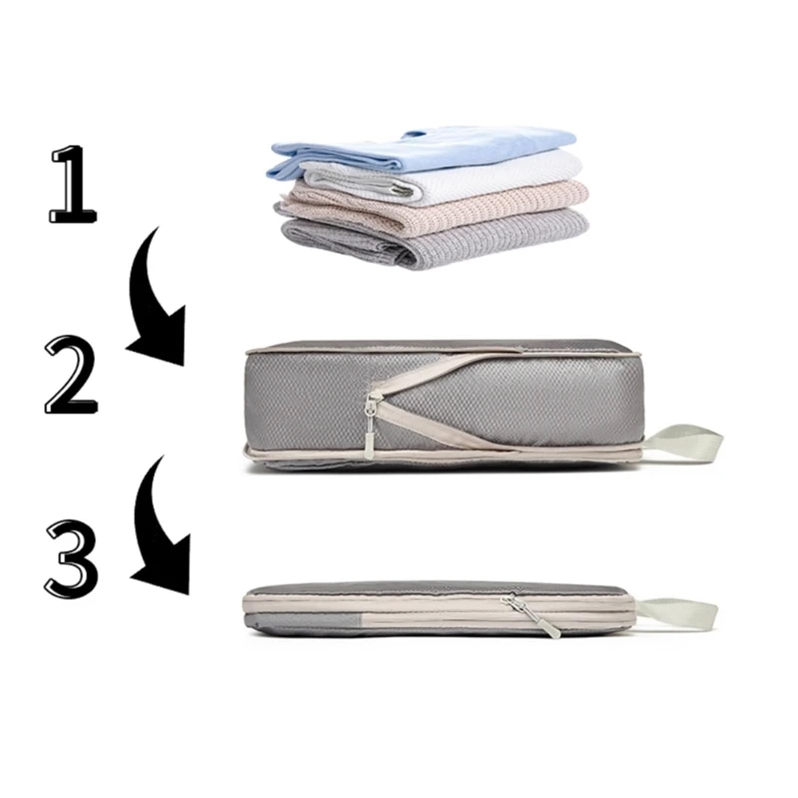Lot de 4 cubes d'emballage de compression pour valises extensibles légers (gris)