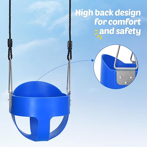 Miniatura 4 de Trekassy Juegos de columpios para patio trasero, 440 libras, soporte de metal resistente con marco en A con 1 columpio de platillo y 1 columpio para