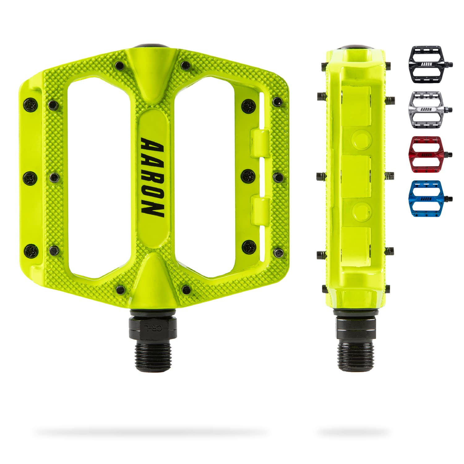 AARON Rock - Pedali Mountain Bike in Alluminio con Cuscinetti a Sfera  sigillati - Antiscivolo con Piedini sostituibili | Superficie a Piattaforma  per Bici elettrica, MTB, da Trekking, ECC. - Giallo : Sport e tempo libero