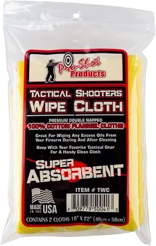 Pro-Shot Products Shooters Wipe Cloth 2 per Pack, Yellow and White, 18" x 22"