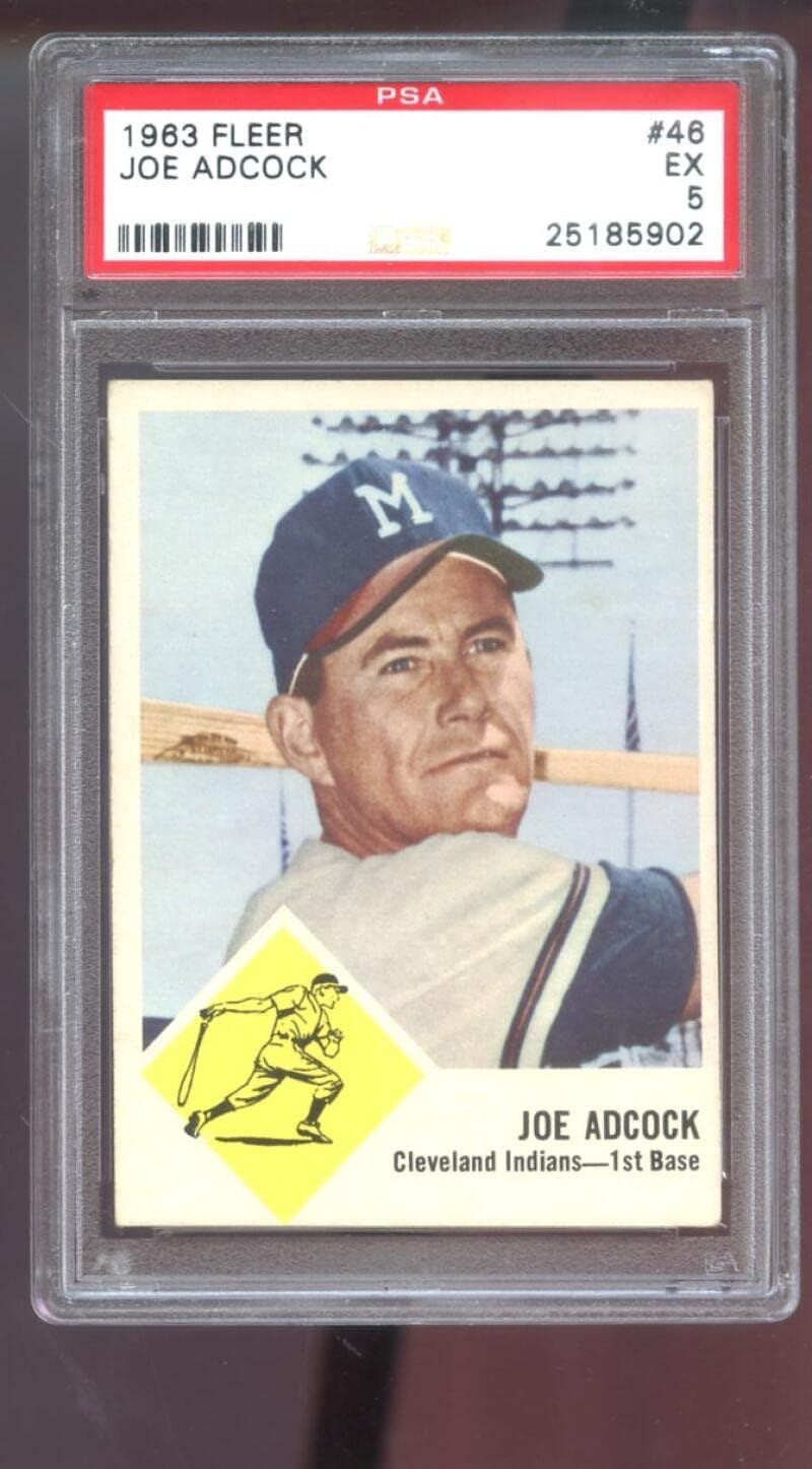 1963 Fleer #46 Joe Adcock PSA 5 Graded Baseball Card Cleveland Indians MLB