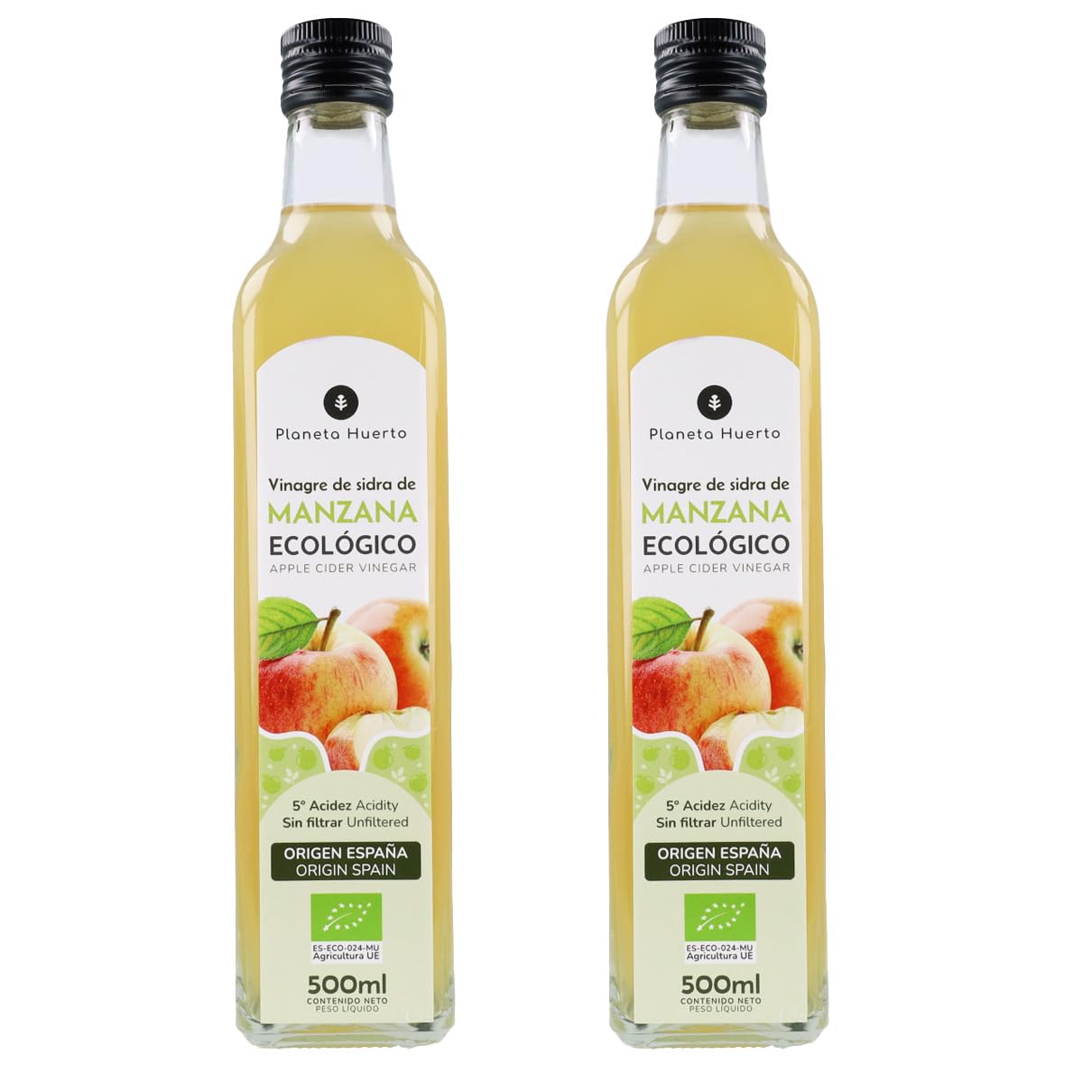 PLANETA HUERTO Vinagre de Sidra de Manzana Sin Filtrar ECO 2x500 ml