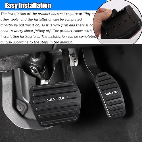 Miniatura 4 de Kakash Accesorios interiores personalizados para Nissan Sentra 2020 2021 2022, cubiertas de pedal de acelerador de gas de aleación de aluminio,