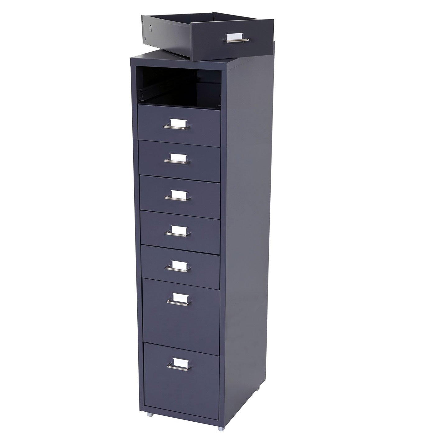 NON UTILIZZATO] Cassettiera Classificatore Ufficio Mobile Boston T851 Ruote 6 Cassetti 69x28x41cm Grigio Scuro Cassetti Bianco E Grigio 76978921 - 7