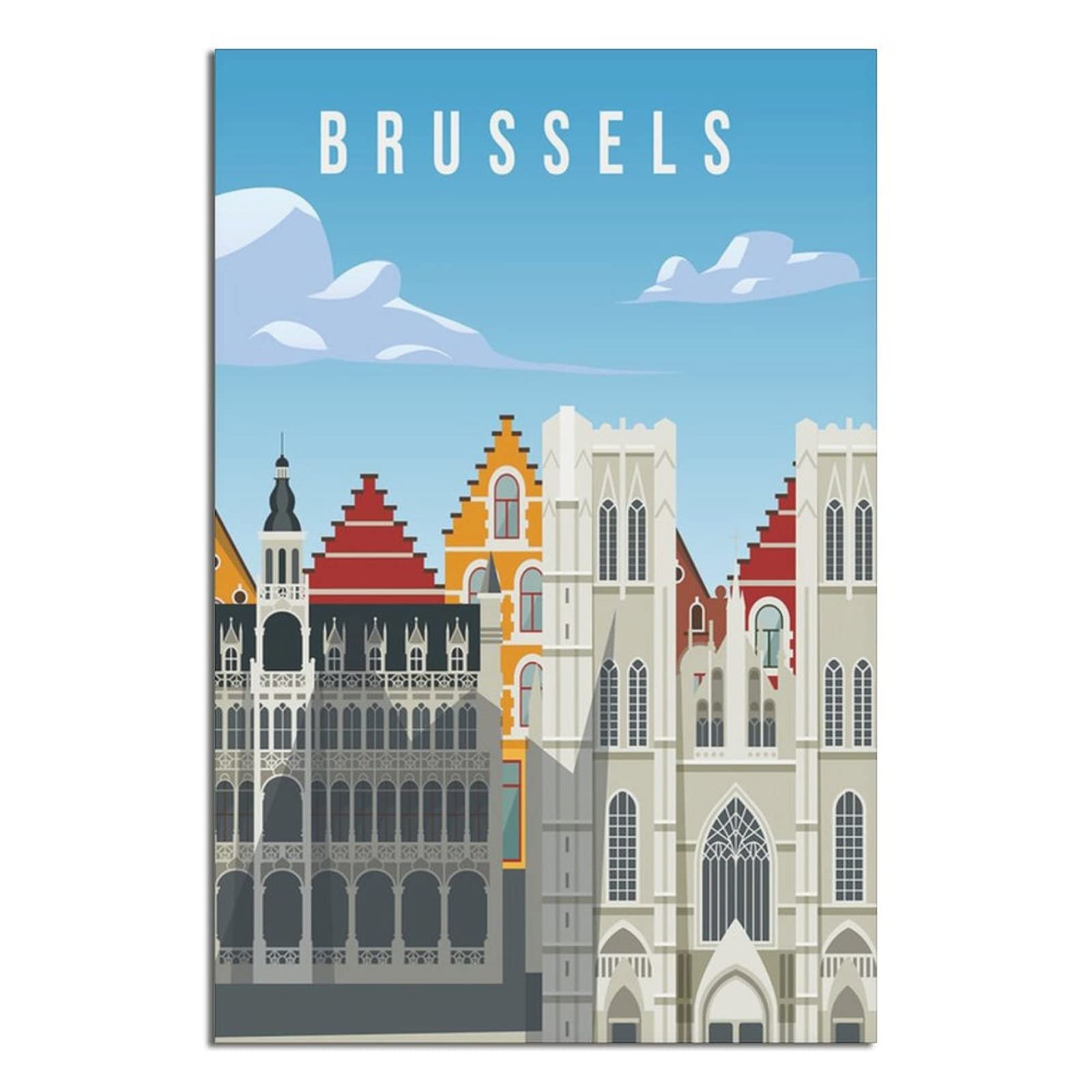 Kziwq T087 Metal Tin Sign Brussels Belgium Vintage Travel Tin Sign Rustic Decor Cave Coffee Shop Bar Bedroom Home Wall Decor Tin Sign 15X30cm