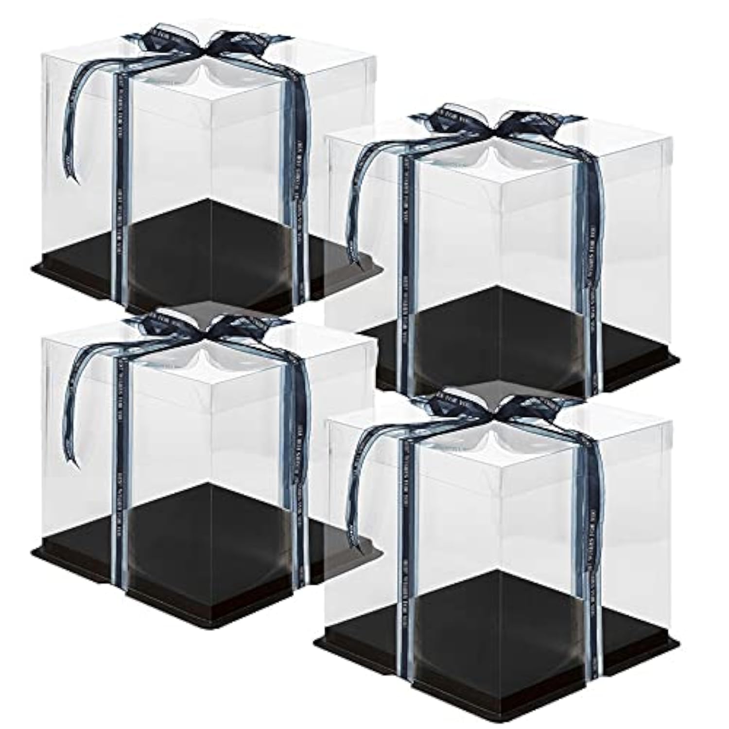 Caja transparente para tartas, 4 unidades, caja transparente para pasteles con cinta para pasteles, 10 x 10 x 9 pulgadas, caja de regalo transparente con tapa para fiesta de boda y exhibición de