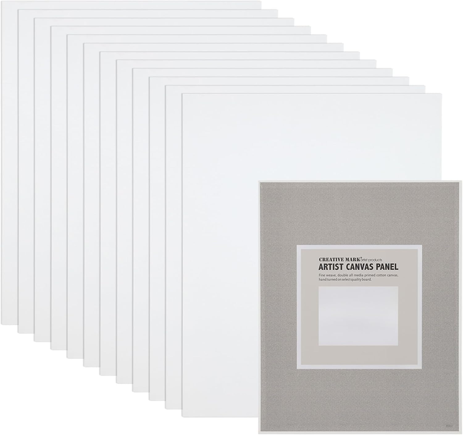Creative Mark Cotton Canvas Panels 14x18-12 Pack - Professional Quality Fine Weave Acrylic Primed Artist Canvas Boards for Painting, Acrylics, Studios, & More