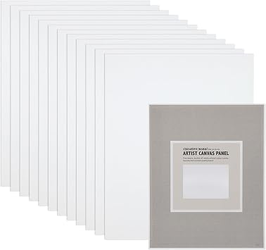 Creative Mark Cotton Canvas Panels 6x6-12 Pack - Professional Quality Fine Weave Acrylic Primed Artist Canvas Boards for Painting, Acrylics, Studios, More