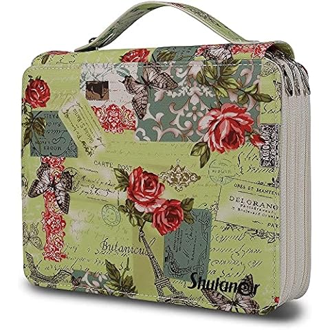 Shulaner 120 Slot Pencil Case with Handle Cover