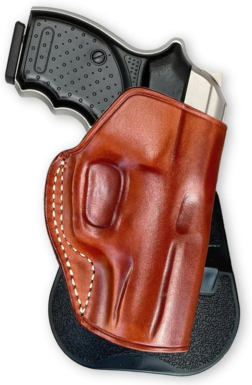Masc Premium Leather Paddle Holster for Bersa-Type Thunder 380CC .380ACP 3.2" Barrel, Right-Hand Draw, Brown #1372#