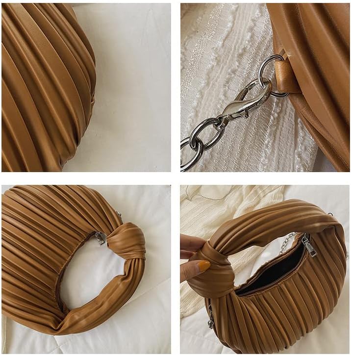 Miniatura 3 de Bolsa de bola de masa fruncida para mujer, bolso de mano, bolso de mano retro, bolso cruzado