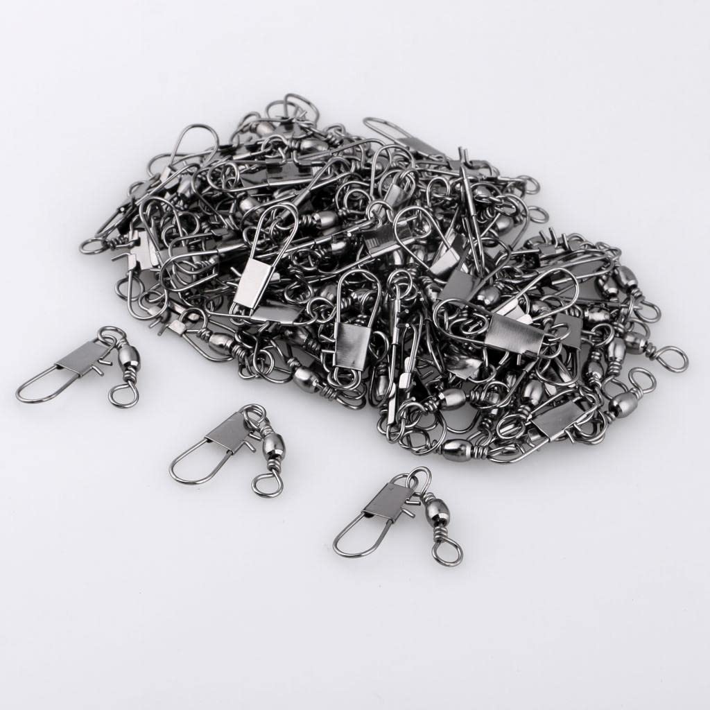 Lot de 100 émerillons de pêche avec connecteurs à pression 005, gris