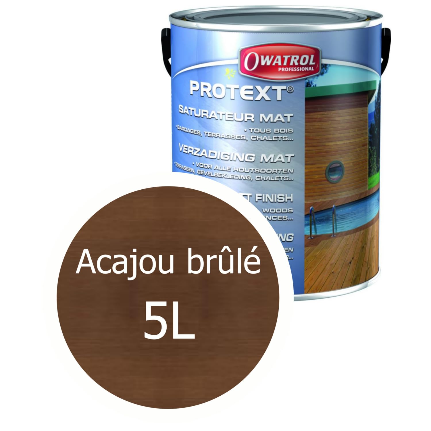 Saturateur Protext - Owatrol Pro - 5 Litres - Teinte : Acajou Brulé