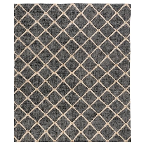 Dash & Albert Kali Black Handwoven Jute Rug, 7.5 X 9.5 Feet, Black Geometric Pattern
