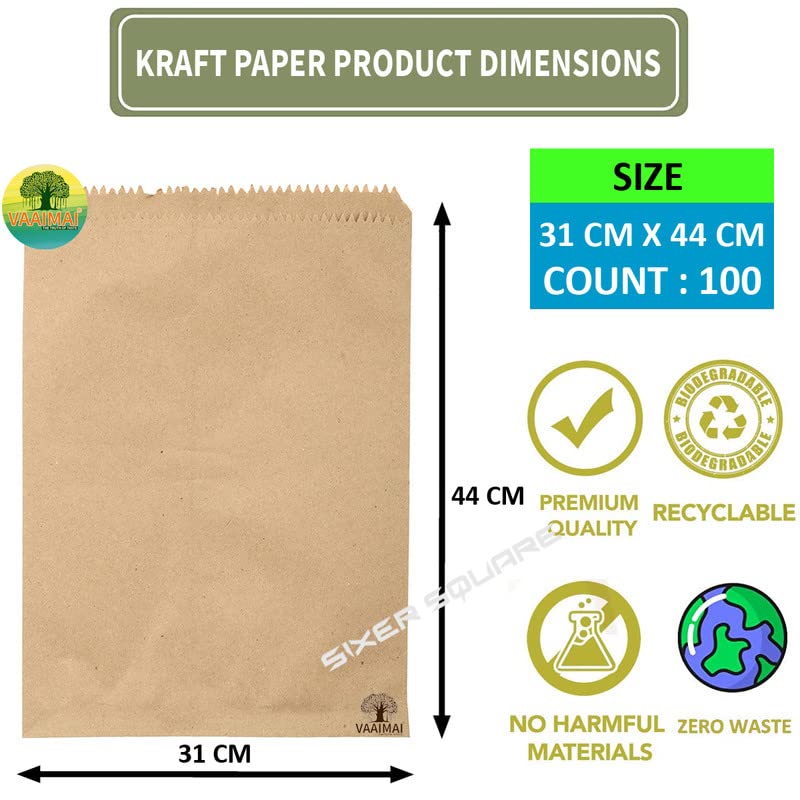 VAAIMAI Kraft Paper Covers/Bags 31X44CM Online Food Delivery, Grocery, Online Orders Delivery, Departmental Stores Multipurpose Paper Covers Natural Brown, Pack of 100 3 61TMlFGyIVL