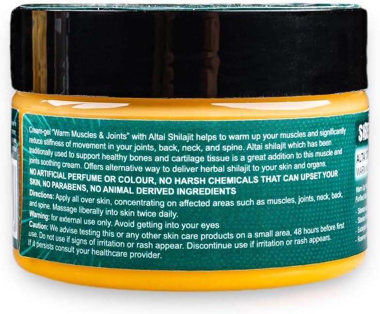 Siberian Green Altai Cream-Gel “Warm Muscles & Joints” with Shilajit Pine Nut Essential Oils Resin and Herbs 100ml