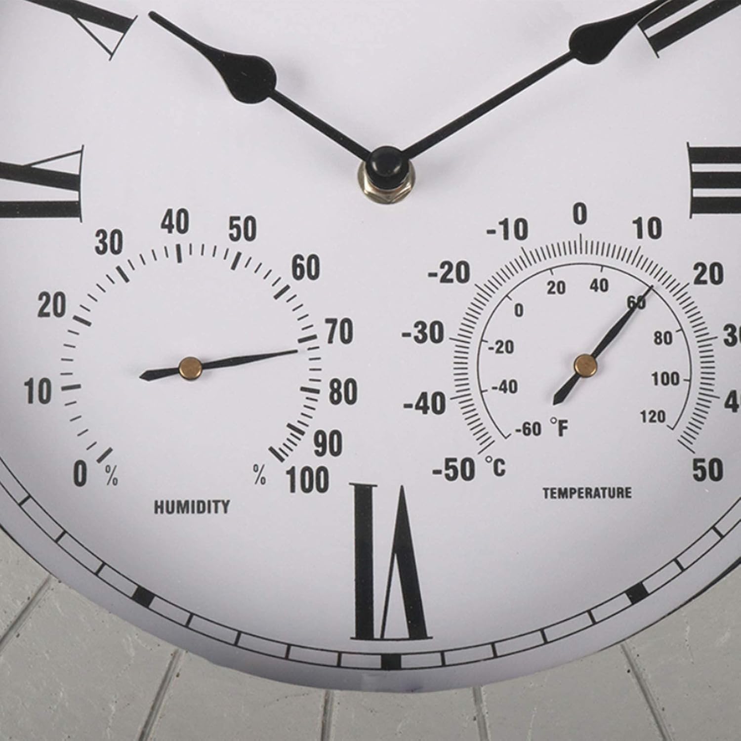 Large Outdoor Indoor Clock, Retro Waterproof Wall Clock 14-Inch Indoor/Outdoor Silent Display Thermometer and Hygrometer for Patio, Pool, Lanai, Fence, Porch, Garden,Bathroom