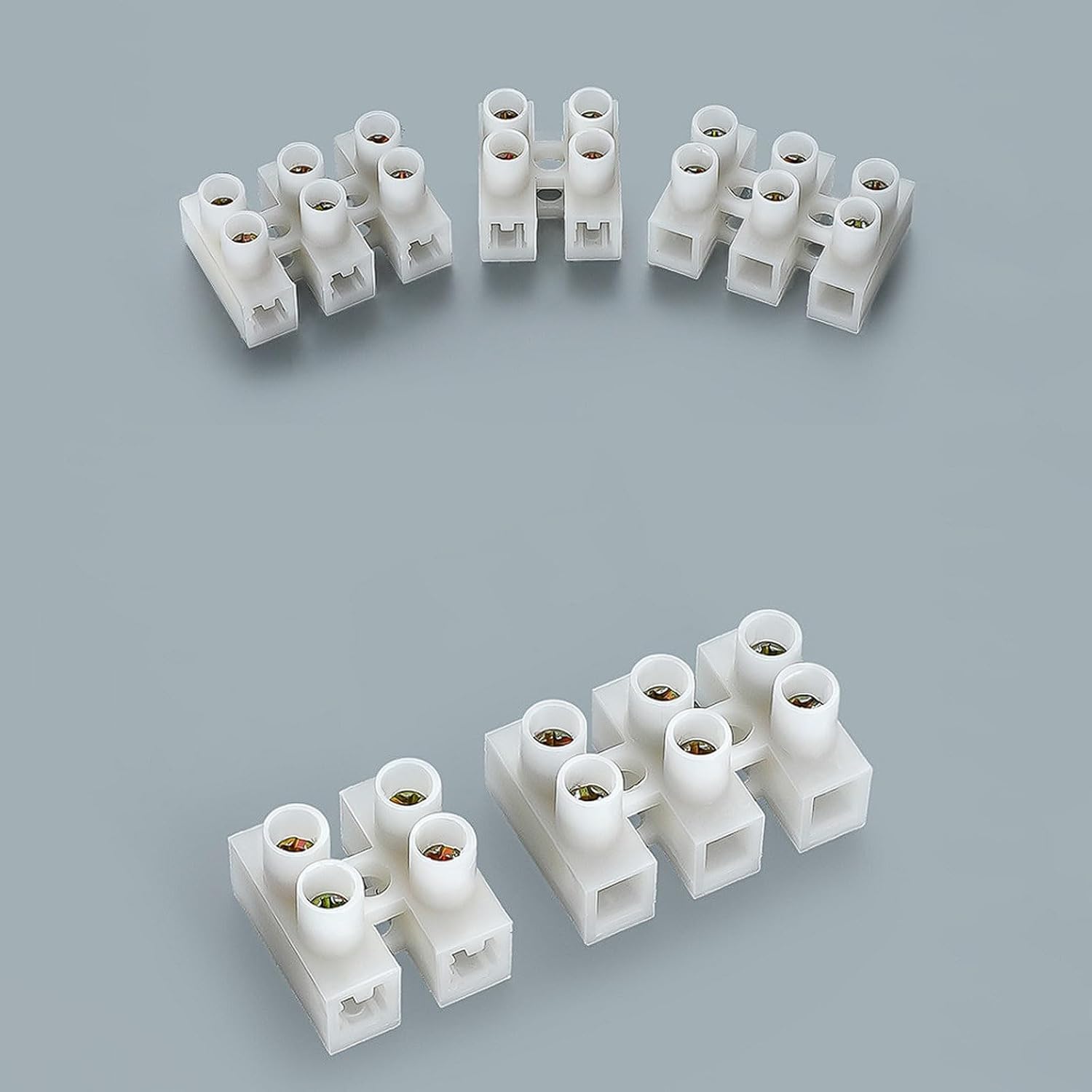 10-Piece 10A 2-Position Screw Terminal Block Set, Quick Wire Connector Blocks for LED Lighting, Zinc-Copper Alloy Contacts