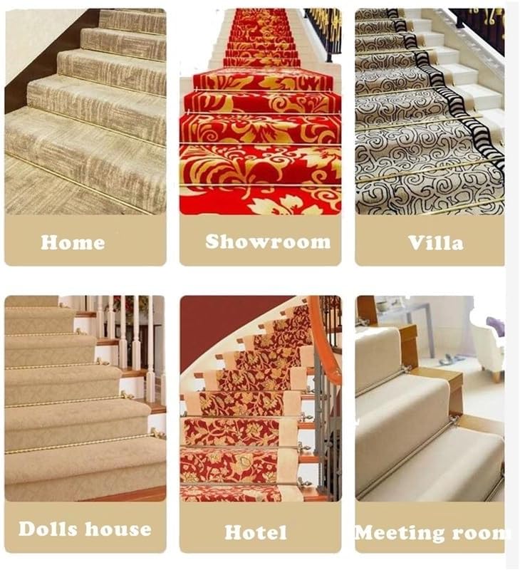 Gold Stair Rods for Carpet Runners - 3 Pcs Antique Brass, Customizable Lengths (24-50 in), Easy to Install Tubular Rods to Secure Stair Carpet (36 in)