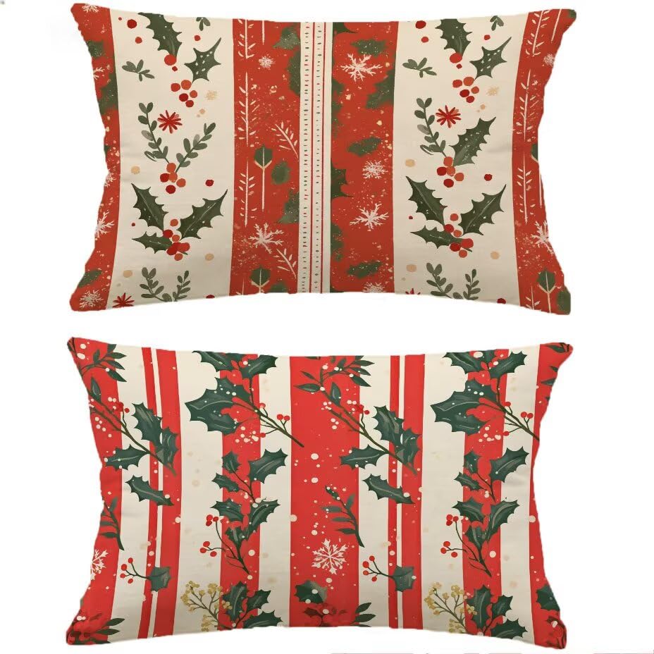 Housse de Coussin Extérieur 60x90 cm Lot de 2 Rouge Rectangulaire