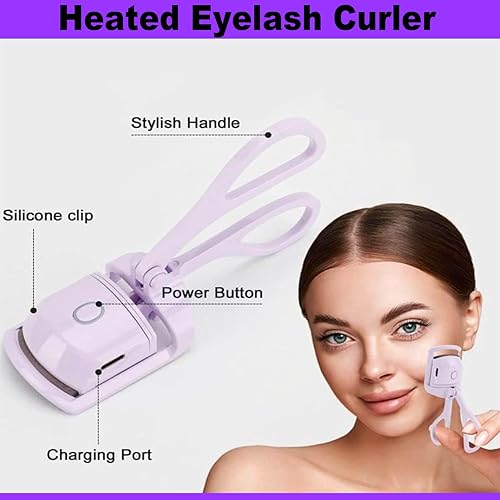 Miniatura 4 de Rizador de pestañas calentado, rizador de pestañas calentado, rizadores de pestañas eléctricos, recargable portátil