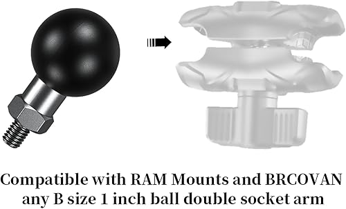 Miniatura 5 de Adaptador de bola de base de montaje de bola de 1 pulgada con perno roscado de acero inoxidable 14-20 compatible con soportes RAM, brazo de bola en