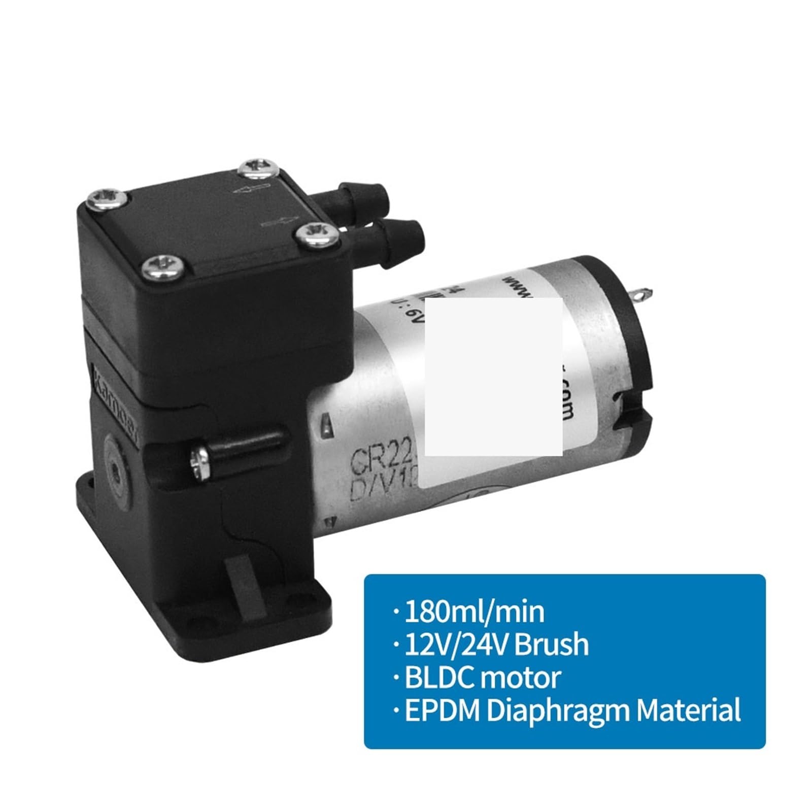 Maszyna do napełniania płynami, 180 ml/min KLP180 Mini pompa membranowa 12 V 24 V bezszczotkowy silnik z EPDM ciśnienie cieczy 0,3 MPa do laboratorium i drukarek atramentowych(E-DC12-EU Plug)