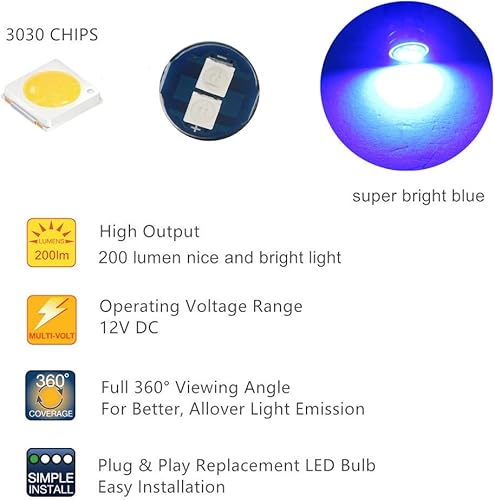 Miniatura 3 de WLJH Super Bright Blue Instrument Cluster Panel Luces Medidor Velocímetro Tacómetro Indicador Bombilla Kit de Luz LED para Ford F150 F250 F350