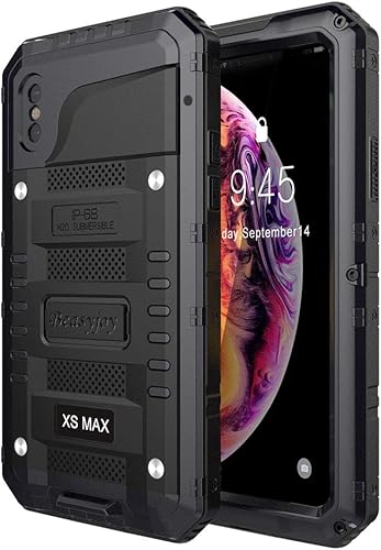Beasyjoy Funda impermeable para iPhone Xs Max de metal resistente, pantalla integrada, protección de cuerpo completo, a prueba de golpes,