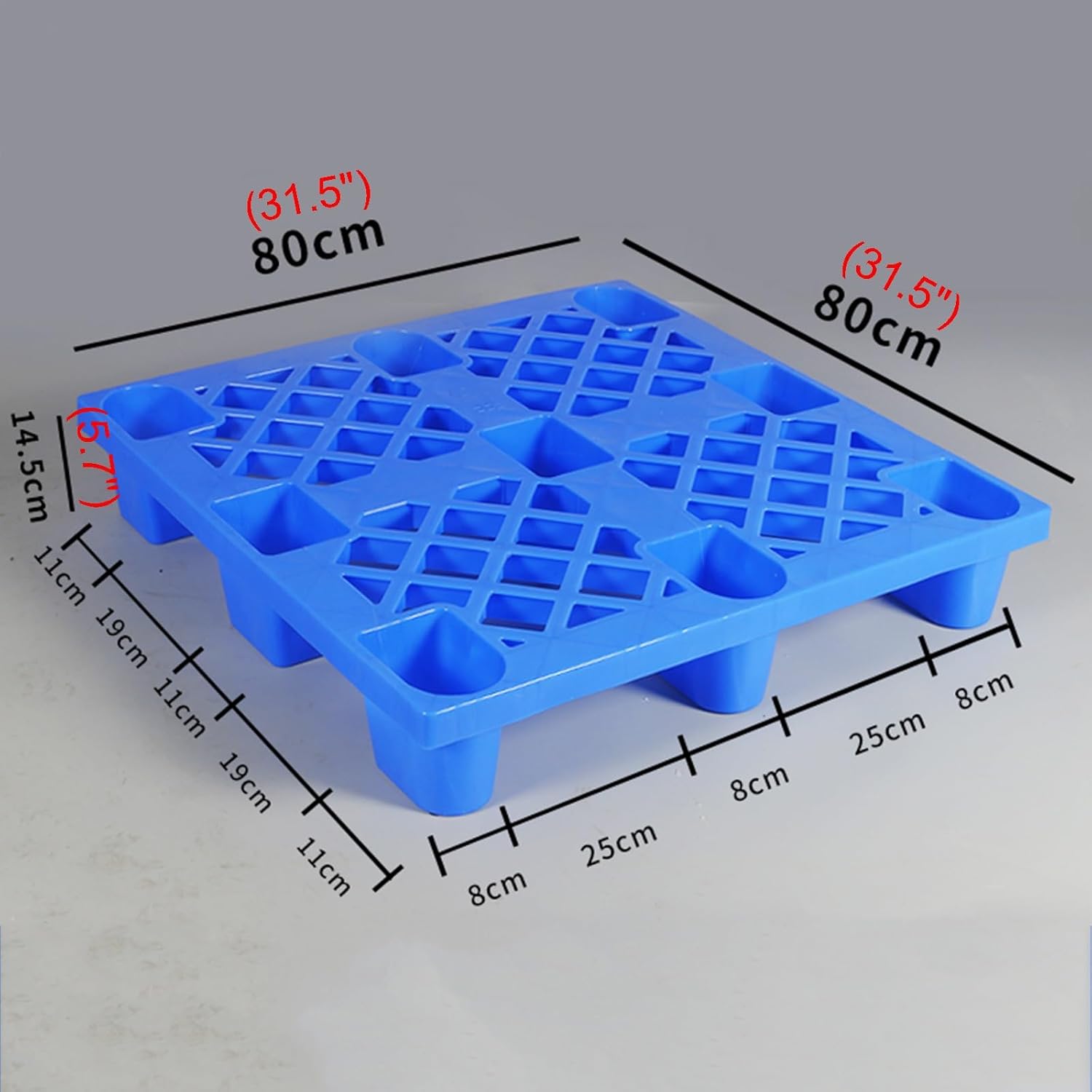 Warehouse Matting Breathable Grid Design Plastic Pallet Rounded Corners Design Stackable Shelf Counter Plate Easy to Use Suitable for Industrial Basement Garage(80x80x14.5cm/31.5x31.5x5.7)
