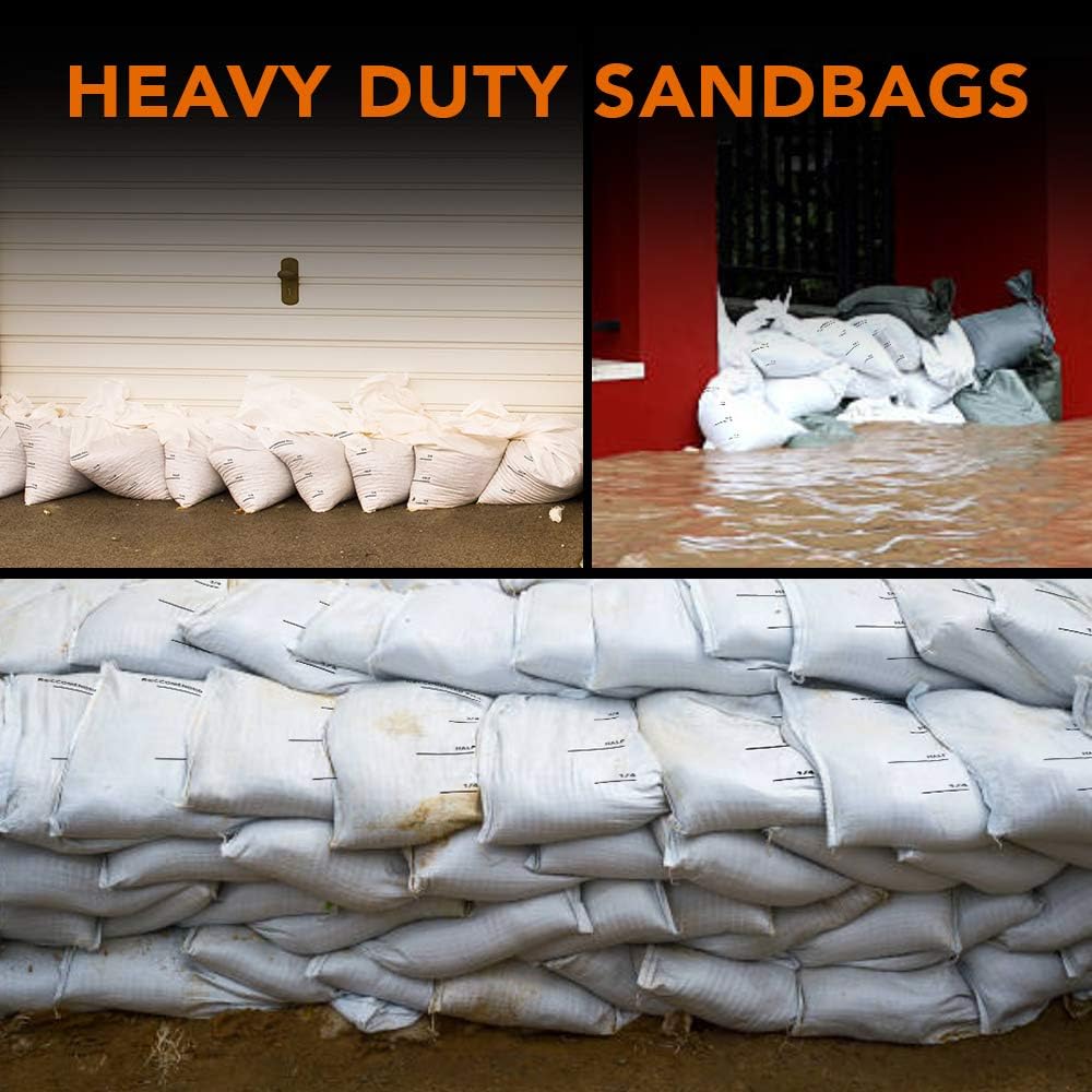 Ironclad Supply Emergency Sand Bags - Heavy Duty Sand Bags for Flooding with UV Protection, 50lb Capacity, Built-in Drawstring - Perfect for Flood Prevention, Survival Gear and Emergency Kit