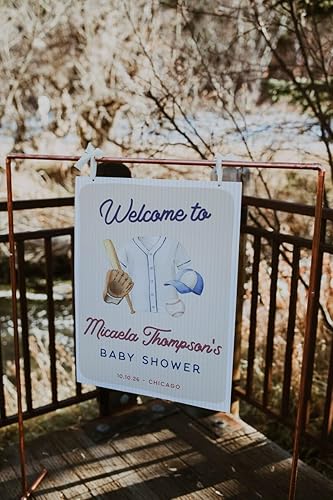 Miniatura 2 de Letrero personalizado de bienvenida al baby shower Letrero de bienvenida de béisbol para baby shower Letrero de bienvenida de béisbol Cartel de