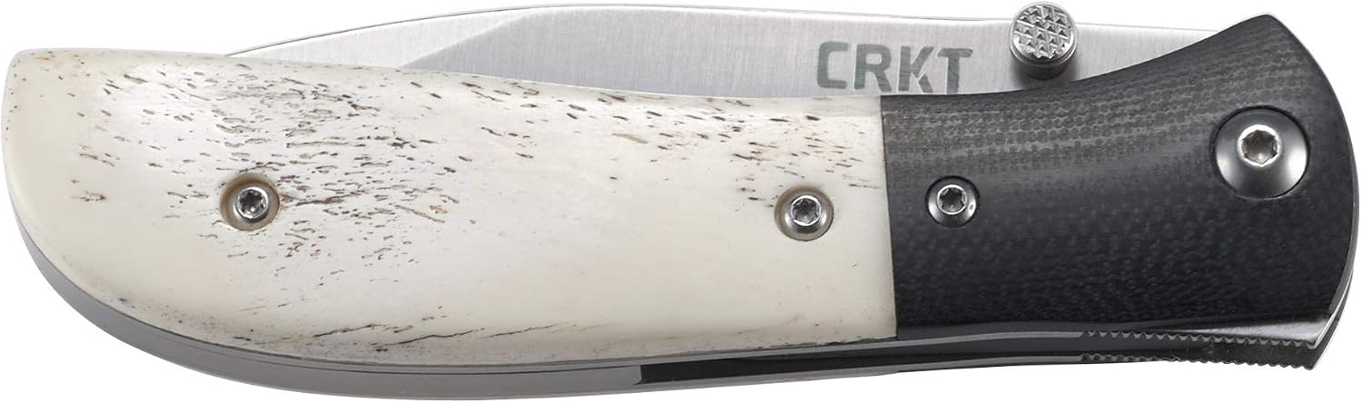 COLUMBIA RIVER KNIFE & TOOL CRKT M4-02 EDC Folding Pocket Knife: Assisted Opening Everyday Carry, Satin Blade, Thumb Stud, Liner Lock, G10 Bolster, White Bone Handle, Pocket Clip
