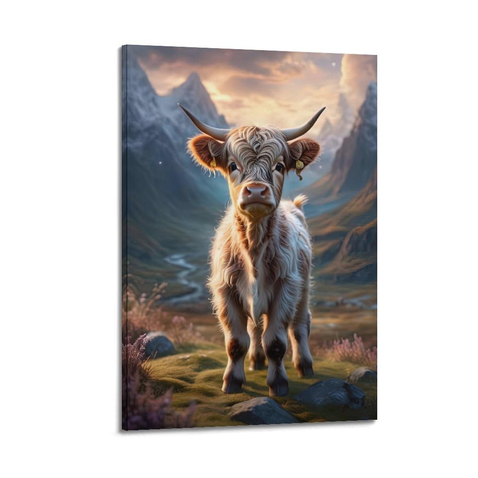 ZSZWHJ Animal Poster Calf in The Grassland Poster Decorative Painting Canvas Wall Posters And Art Picture Print Modern Family Bedroom Decor Posters 20x30inch(50x75cm)