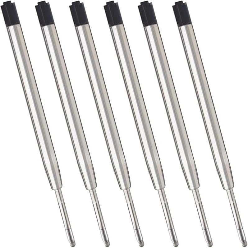 ChaoQ Black Ink Refills (6pcs), Replaceable Ballpoint Pen Refills | 1mm Medium Tip Black Ink Pen Refill