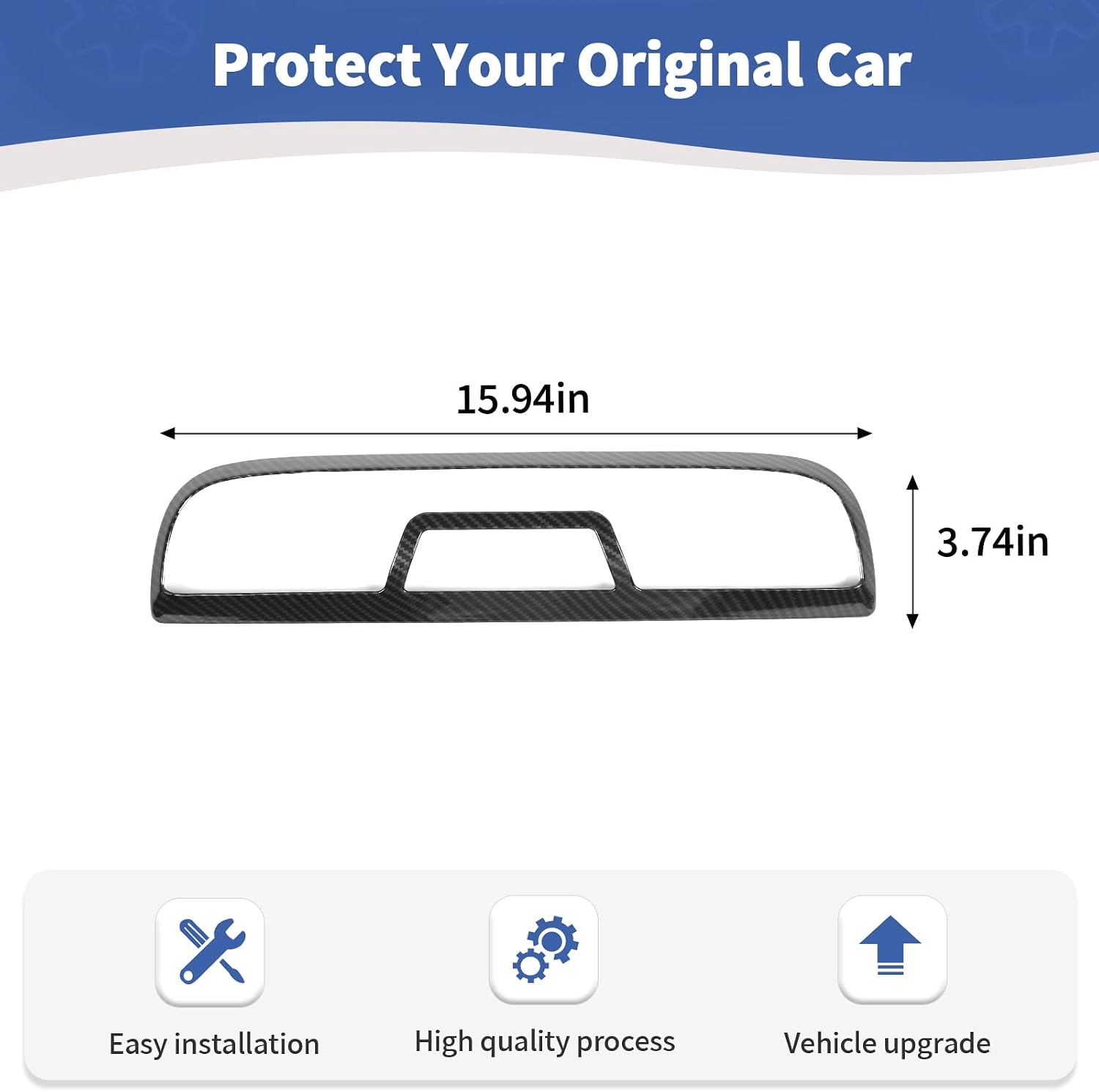 for Silverado Third 3rd Brake Light Cover Trim for Chevy Silverado 2014-2018 for GMC Sierra 2014-2020 Black Carbon Fiber Exterior Accessories 1pc
