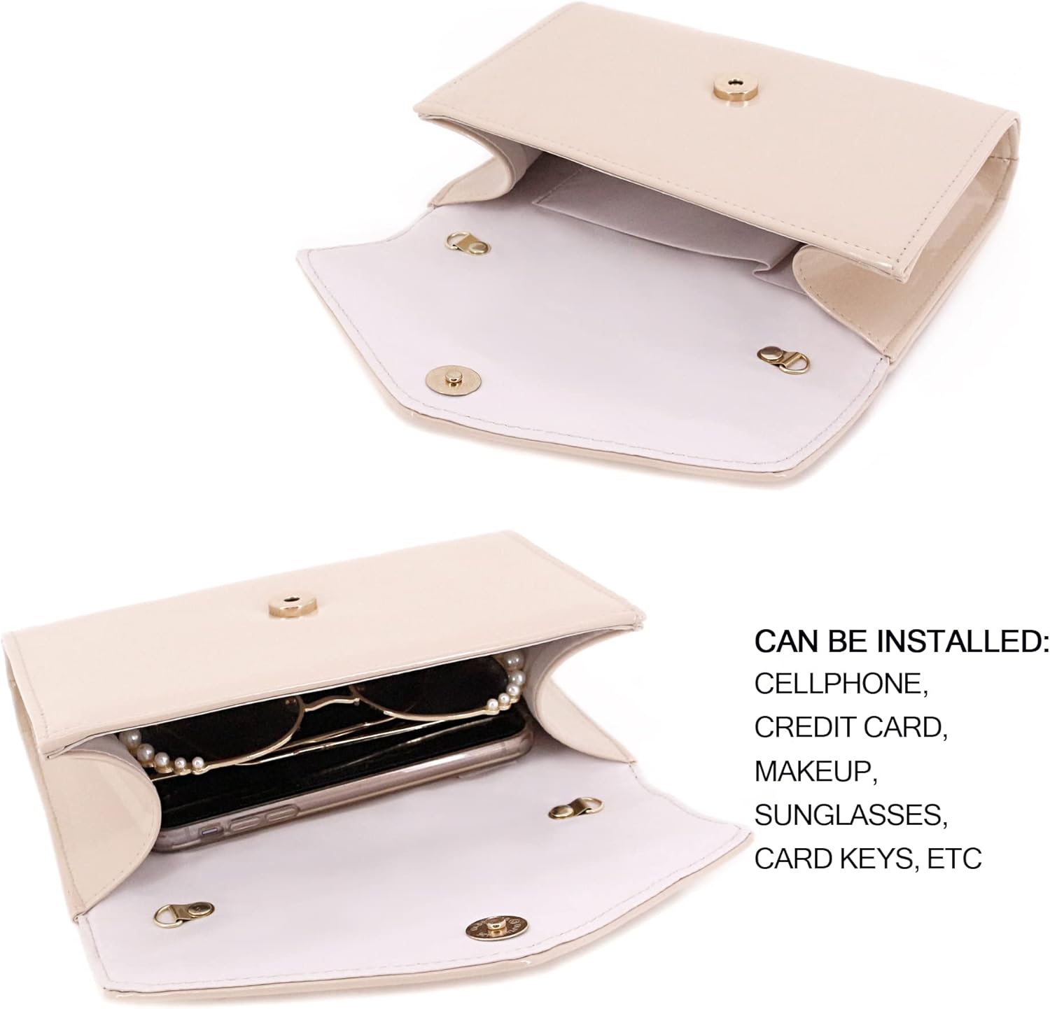 Naimo Womens Leather Evening Bag Elegant Envelope Shoulder Handbag Wedding Party Clutch Purse