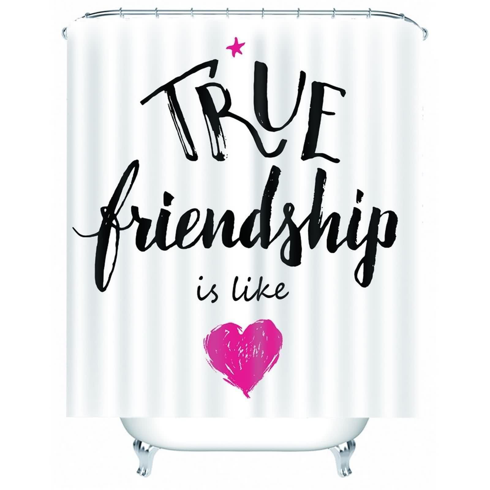 Rideau de douche noir rose blanc True Friend en polyester