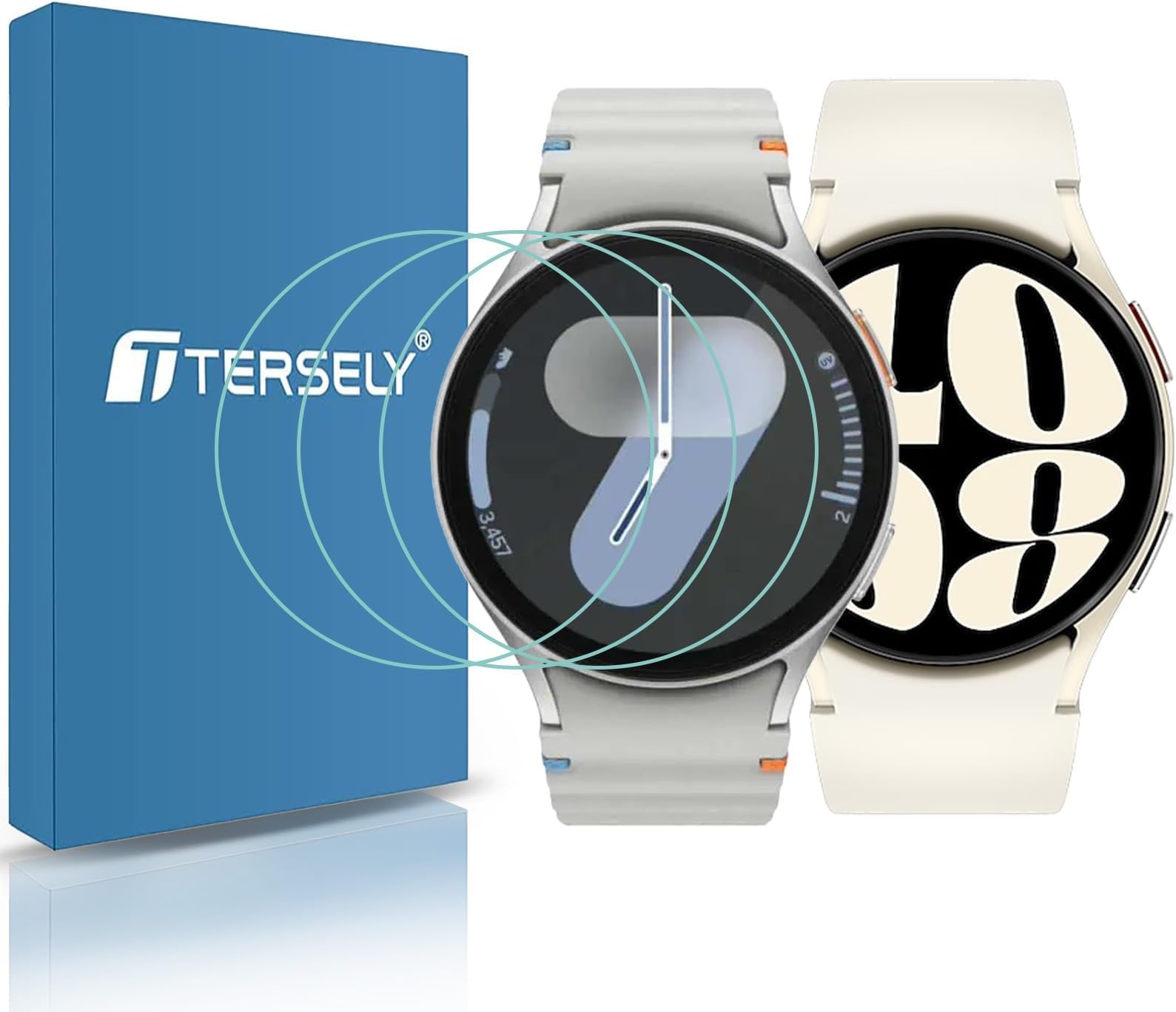 T Tersely (3 Pack) Screen Protector for Samsung Galaxy Watch 7/6/5/4 (44MM), 9H Hardness Tempered Glass Film Guard for Samsung Galaxy Watch